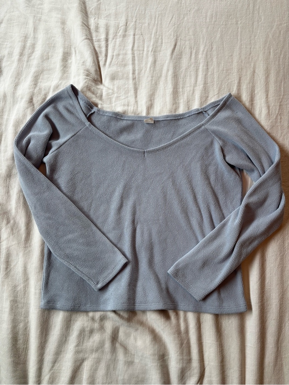 Gilly Hicks Light Blue Off-the-Shoulder Ribbed Sweater Size XXL